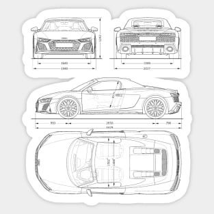 R8 V10 Blueprint Sticker